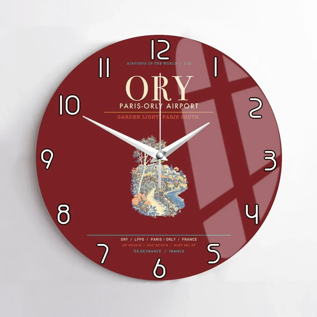 Paris-Orly Airport ORY Wall-Clock No-Frame - Dark Red