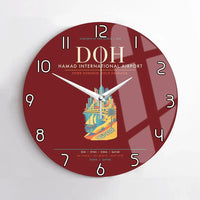 Thumbnail for Doha Hamad International Airport DOH Wall-Clock No-Frame - Dark Red