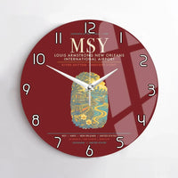 Thumbnail for Louis Armstrong New Orleans International Airport MSY Wall-Clock No-Frame - Dark Red