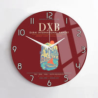 Thumbnail for Dubai International Airport DXB Wall-Clock No-Frame - Dark Red