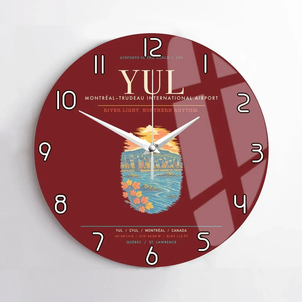 MontrealTrudeau International Airport YUL Wall-Clock No-Frame - Dark Red