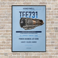 Thumbnail for TFE731 vertical canvas print - framed - light blue background