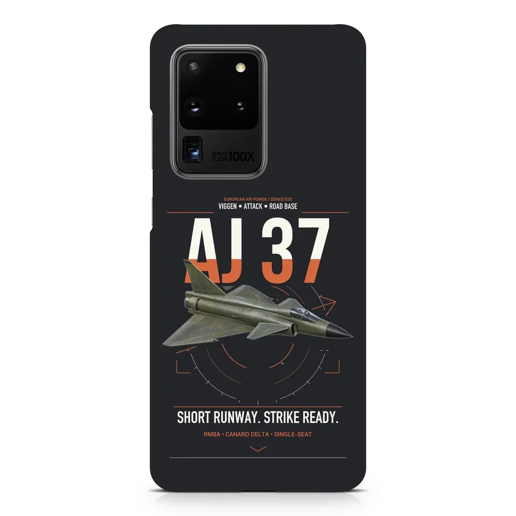 Saab AJ 37 Viggen design on samsung case - black