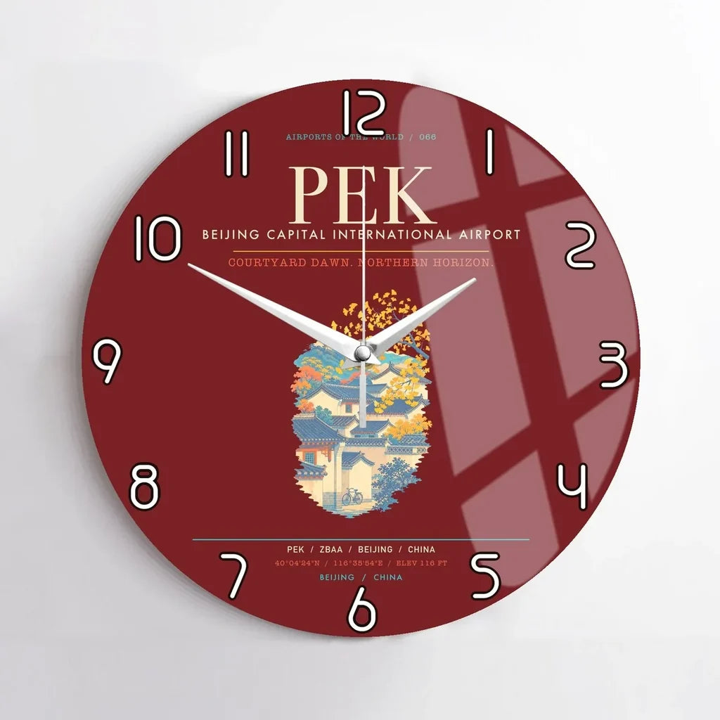 Beijing Capital International Airport PEK Wall-Clock No-Frame - Dark Red