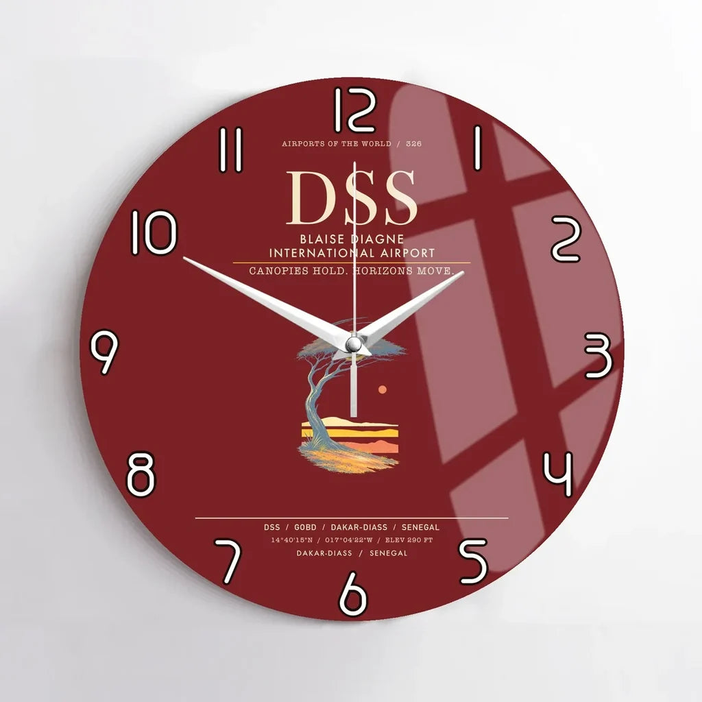 Blaise Diagne International Airport DSS  Dakar-Diass Wall-Clock No-Frame - Dark Red