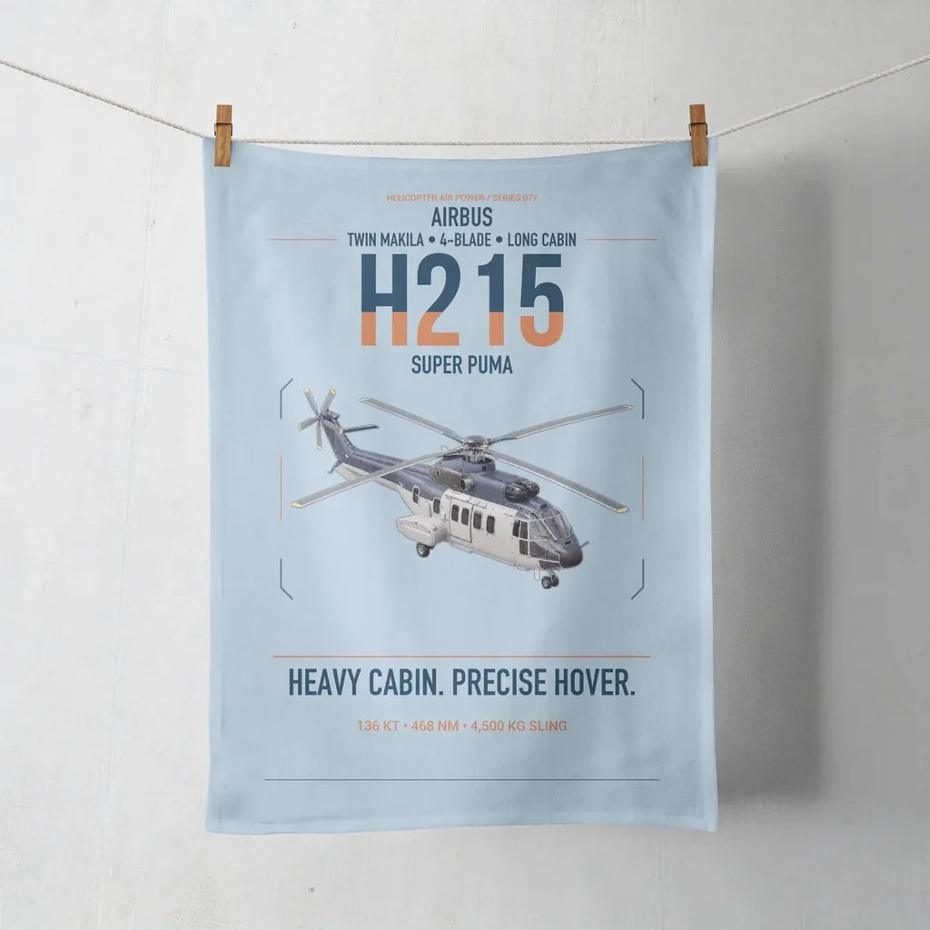 Airbus H215 design on light blue towel