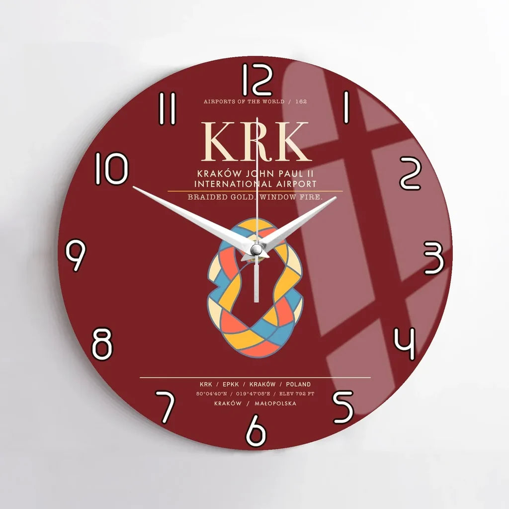 Krakow John Paul II International Airport KRK Wall-Clock No-Frame - Dark Red