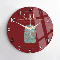 Thumbnail for Sao Paulo Guarulhos International Airport GRU Wall-Clock No-Frame - Dark Red