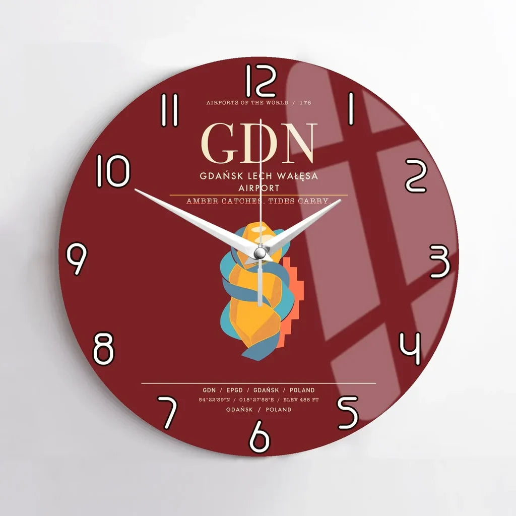 Gdansk Lech Waesa Airport GDN Wall-Clock No-Frame - Dark Red