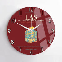 Thumbnail for Las Vegas Harry Reid International Airport LAS Wall-Clock No-Frame - Dark Red