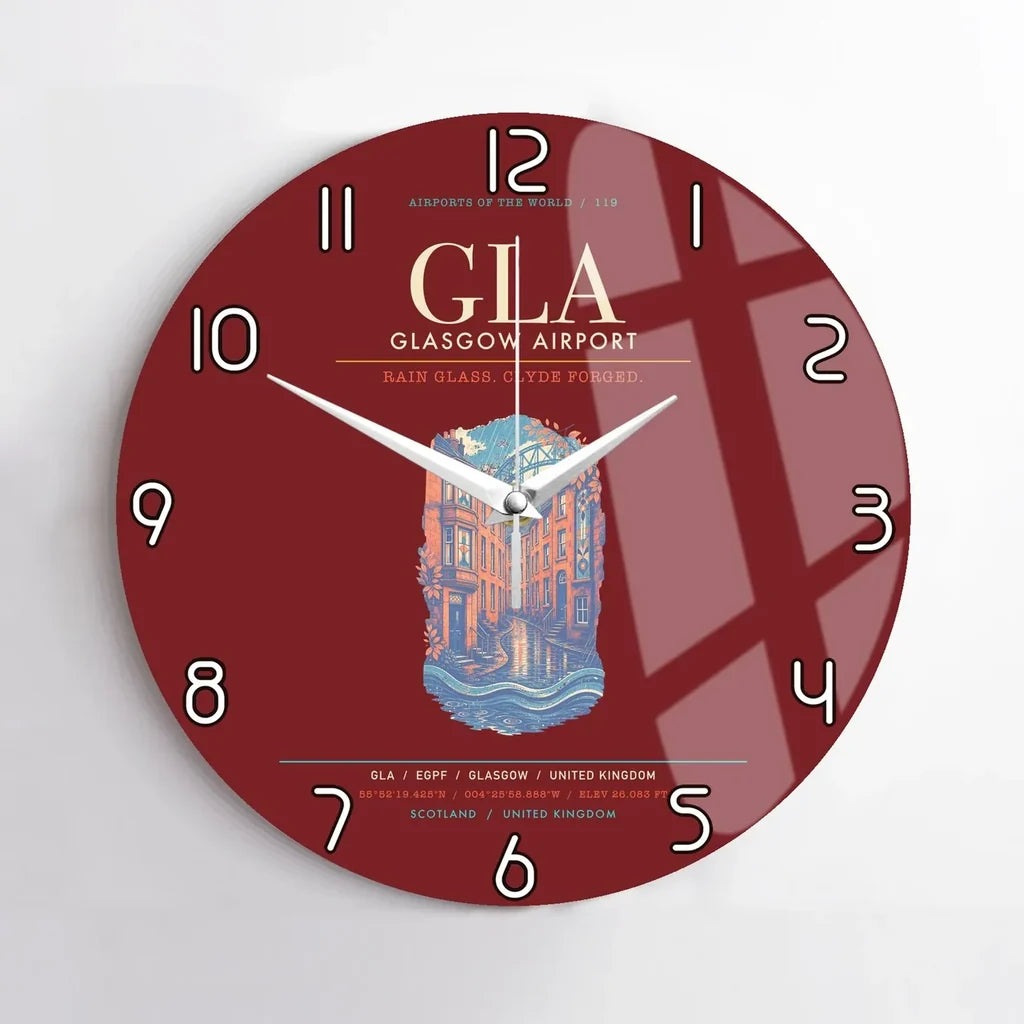 Glasgow Airport GLA Wall-Clock No-Frame - Dark Red