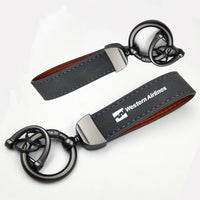 Thumbnail for Western Airlines Horseshoe Buckle key chain in gray