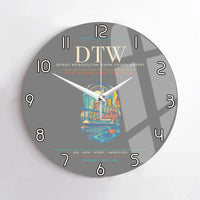 Thumbnail for Detroit Metropolitan Wayne County Airport DTW Wall-Clock No-Frame - Gray