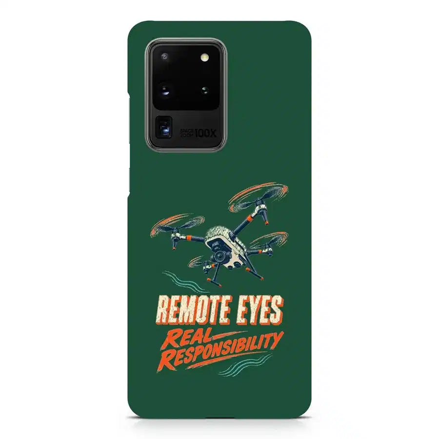 Remote Eyes Real Responsibility design on samsung case - dark green