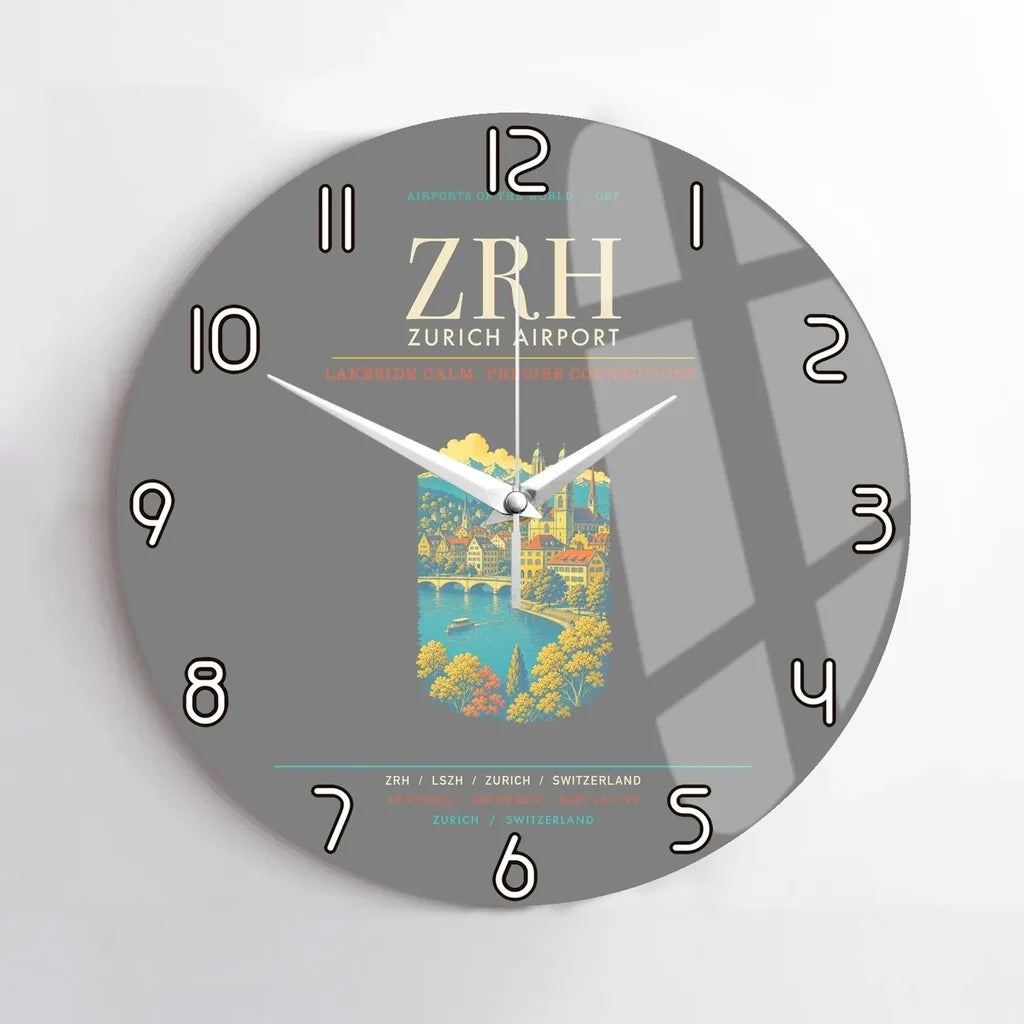 Zurich Airport ZRH Wall-Clock No-Frame - Gray
