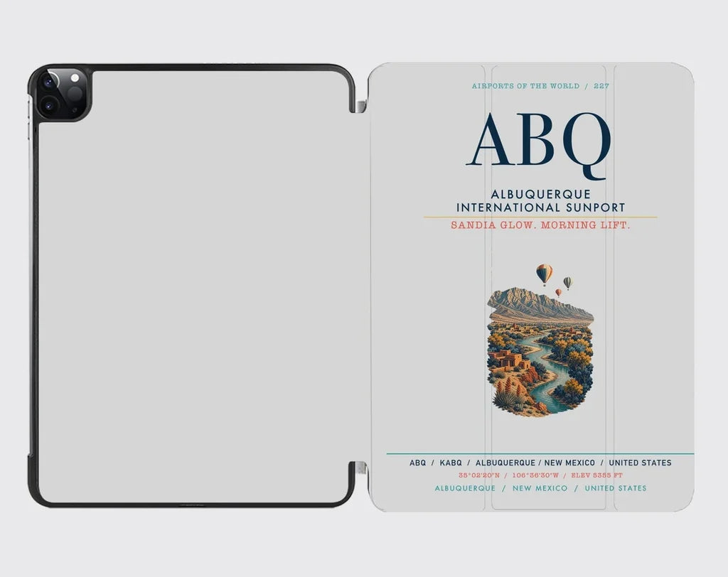 KK|Albuquerque International Sunport (ABQ) design on light gray ipad tablet case