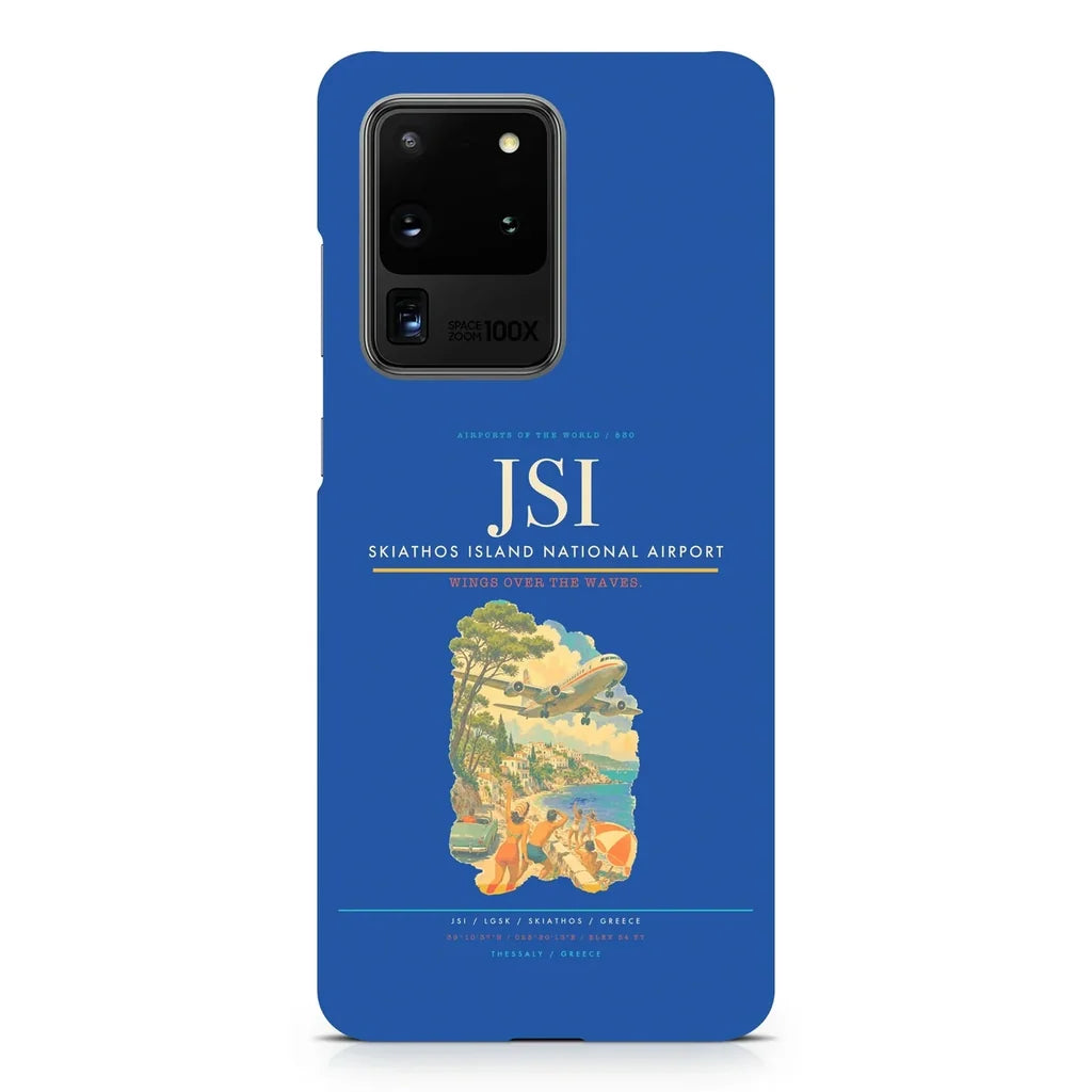 Skiathos Island National Airport JSI design on samsung case - blue
