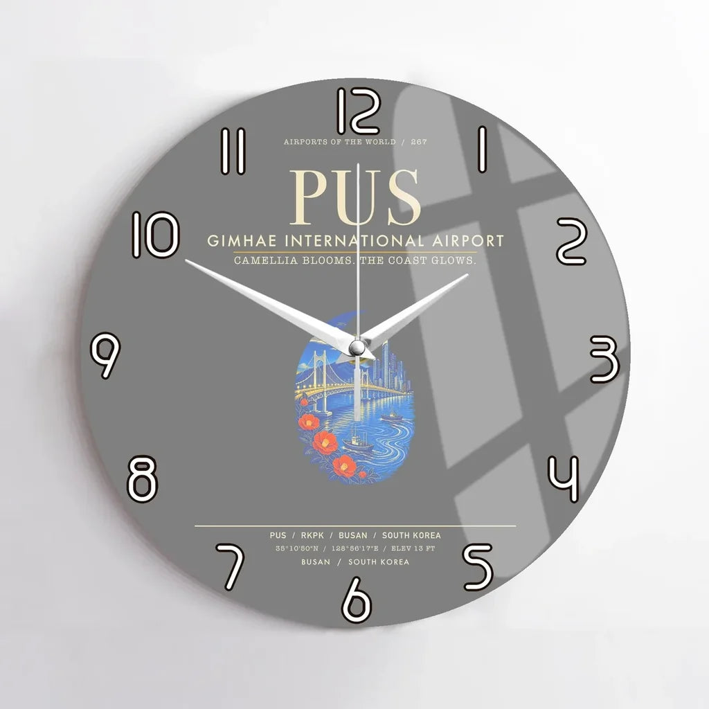 Gimhae International Airport Busan PUS Wall-Clock No-Frame - Gray