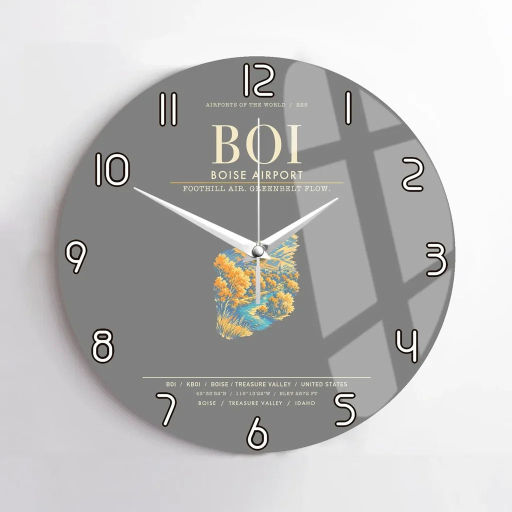 Boise Airport BOI Wall-Clock No-Frame - Gray