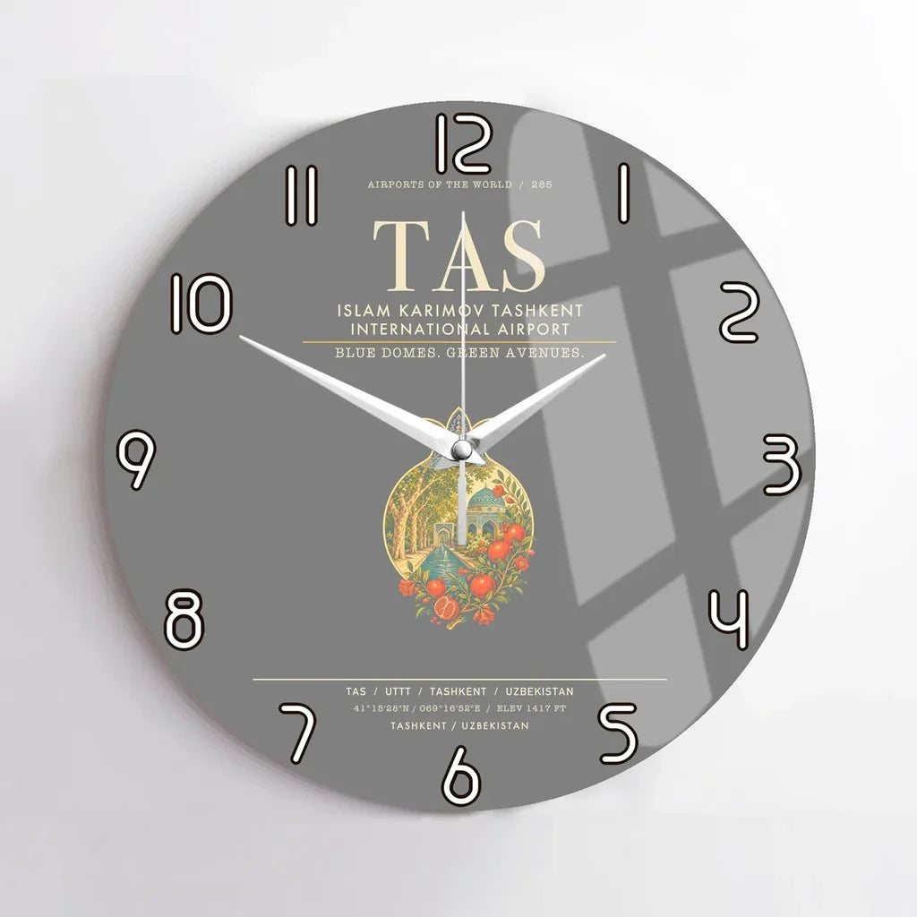 Islam Karimov Tashkent International Airport TAS Wall-Clock No-Frame - Gray