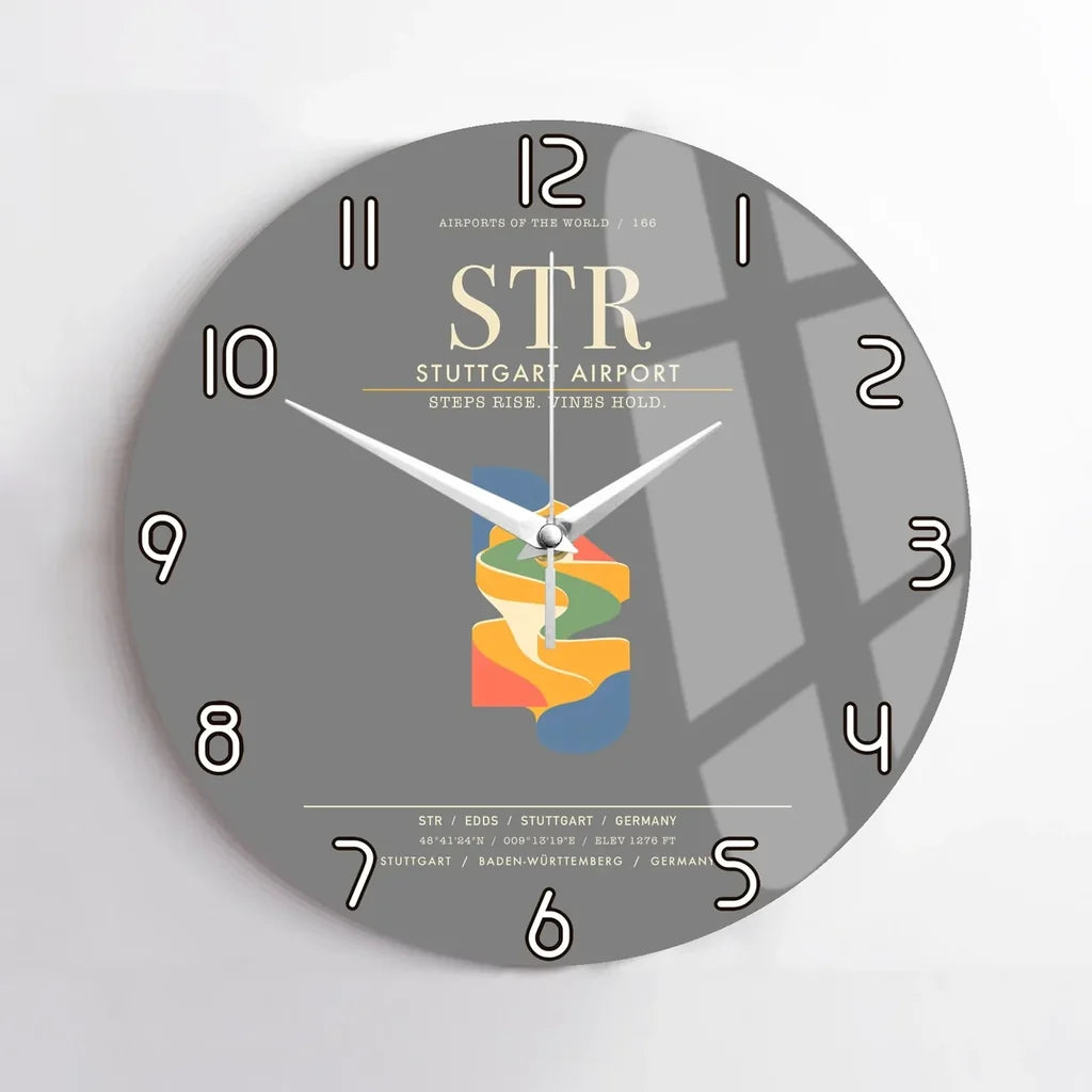 Stuttgart Airport STR Wall-Clock No-Frame - Gray