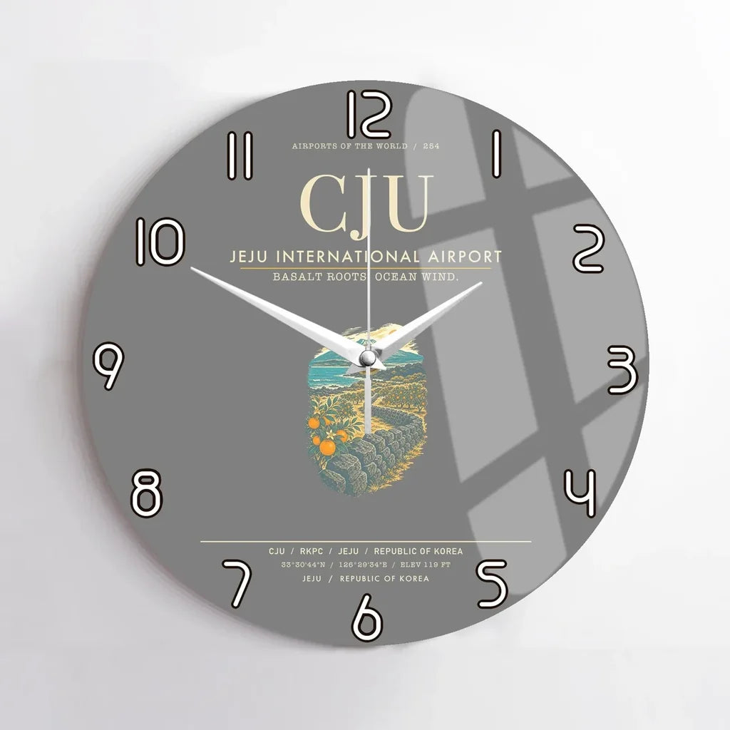 Jeju International Airport CJU Wall-Clock No-Frame - Gray