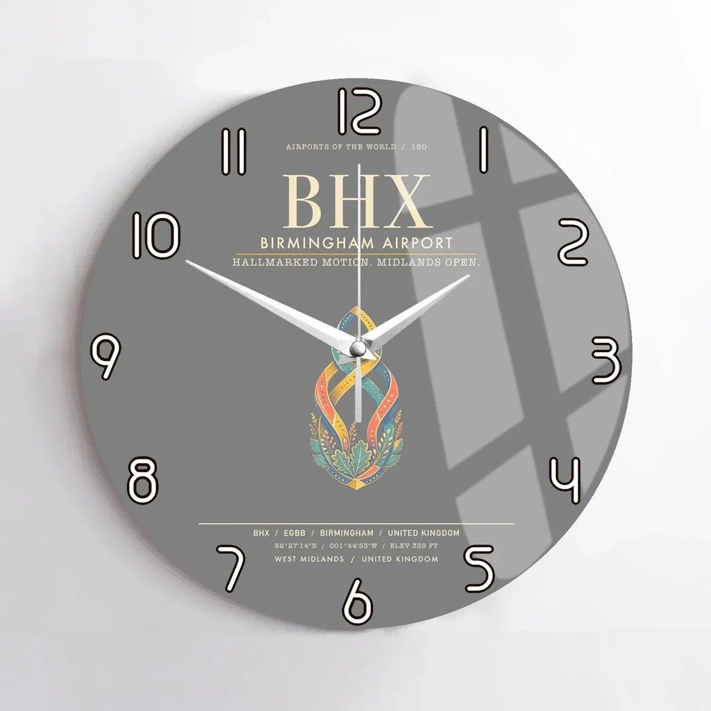 Birmingham Airport BHX Wall-Clock No-Frame - Gray