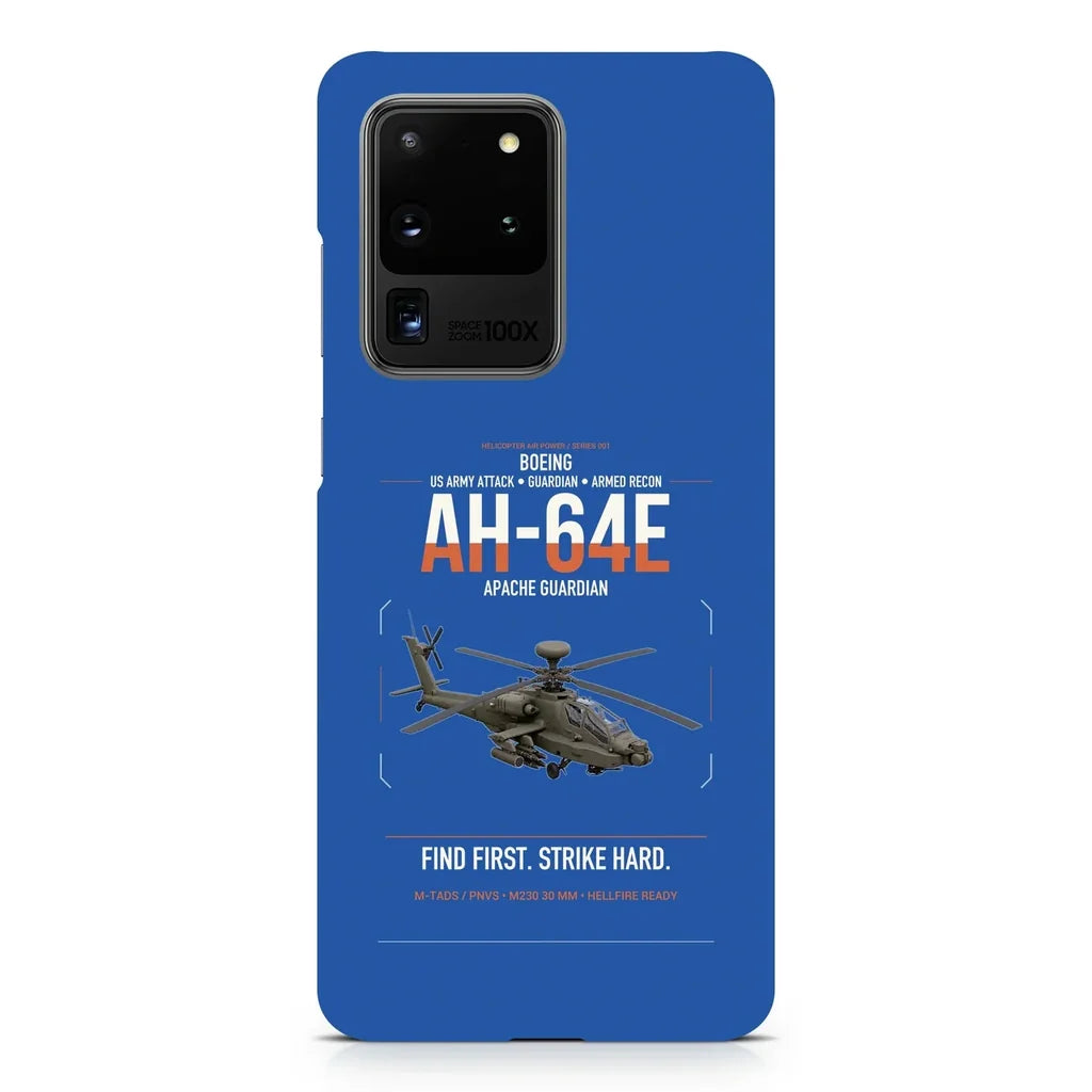 Boeing AH-64E Apache Guardian design on samsung case - blue