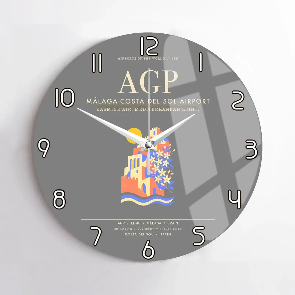Malaga-Costa del Sol Airport AGP Wall-Clock No-Frame - Gray