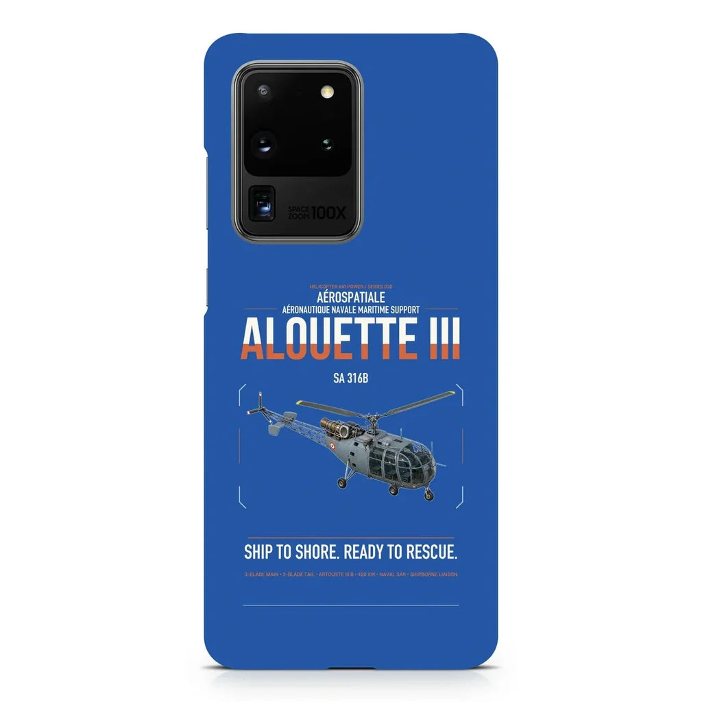 Aérospatiale SA 316B Alouette III design on samsung case - blue