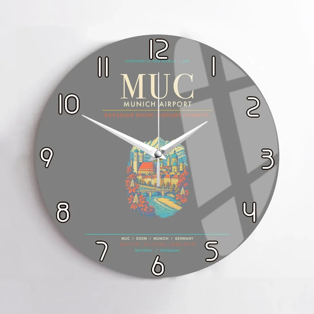 Munich Airport MUC Wall-Clock No-Frame - Gray