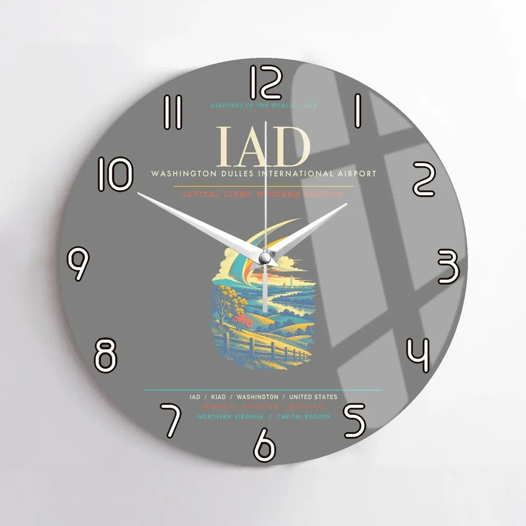 Washington Dulles International Airport IAD Wall-Clock No-Frame - Gray