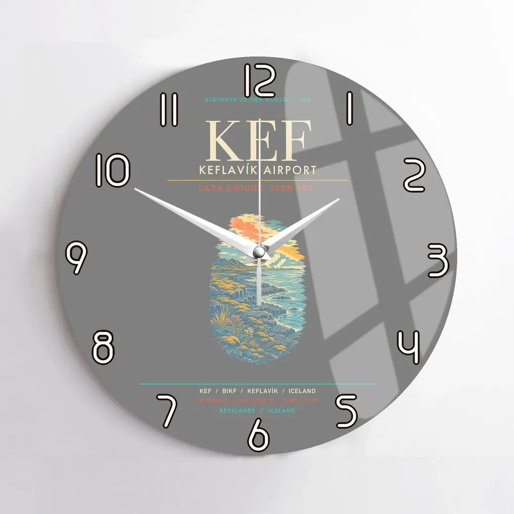 Keflavik Airport KEF Wall-Clock No-Frame - Gray