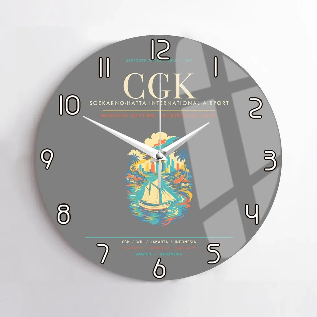 Jakarta Soekarno-Hatta International Airport CGK Wall-Clock No-Frame - Gray