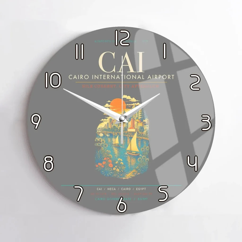 Cairo International Airport CAI Wall-Clock No-Frame - Gray