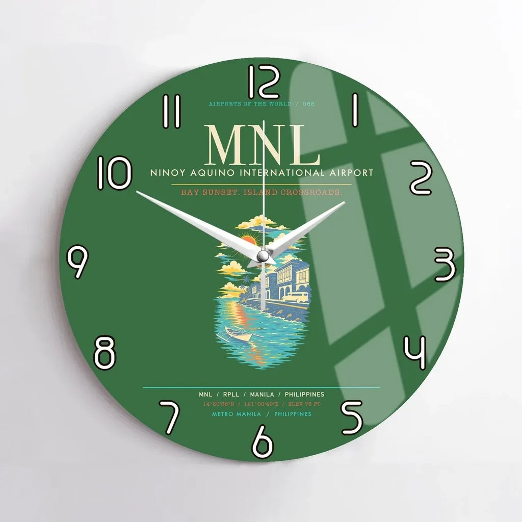Manila Ninoy Aquino International Airport MNL Wall-Clock No-Frame - Green