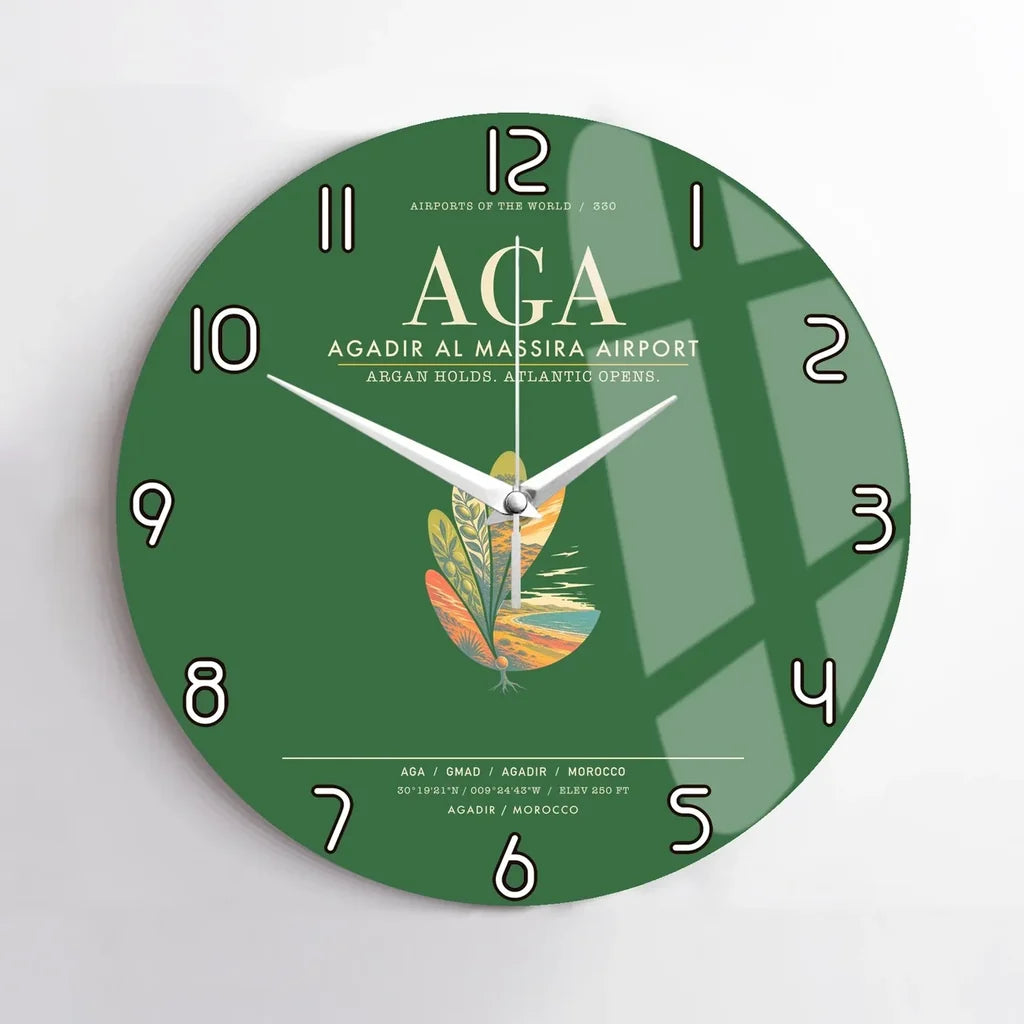 Agadir Al Massira Airport AGA Wall-Clock No-Frame - Green