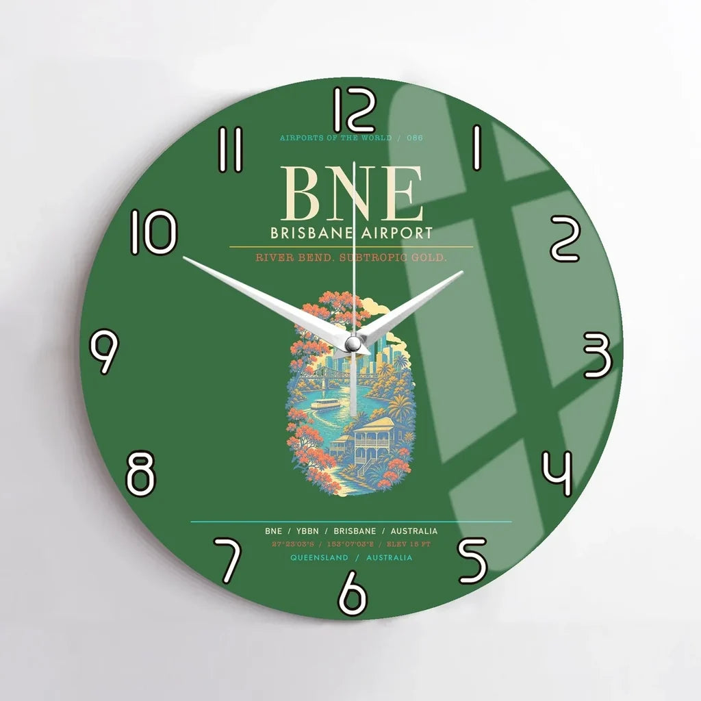 Brisbane Airport BNE Wall-Clock No-Frame - Green