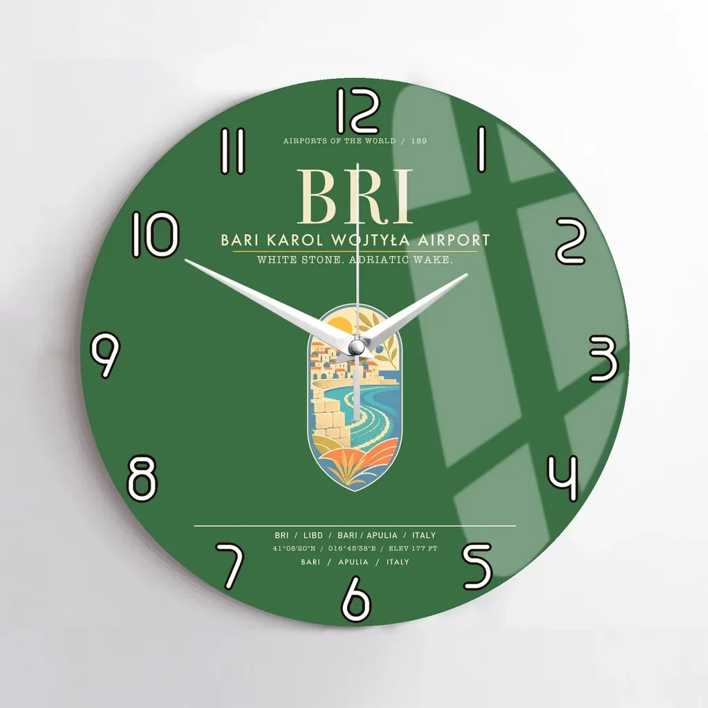 Bari Karol Wojtya Airport BRI Wall-Clock No-Frame - Green