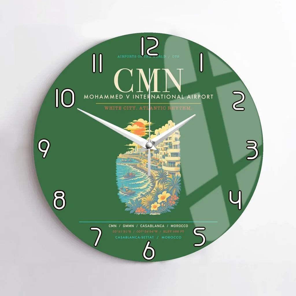 Casablanca Mohammed V International Airport CMN Wall-Clock No-Frame - Green