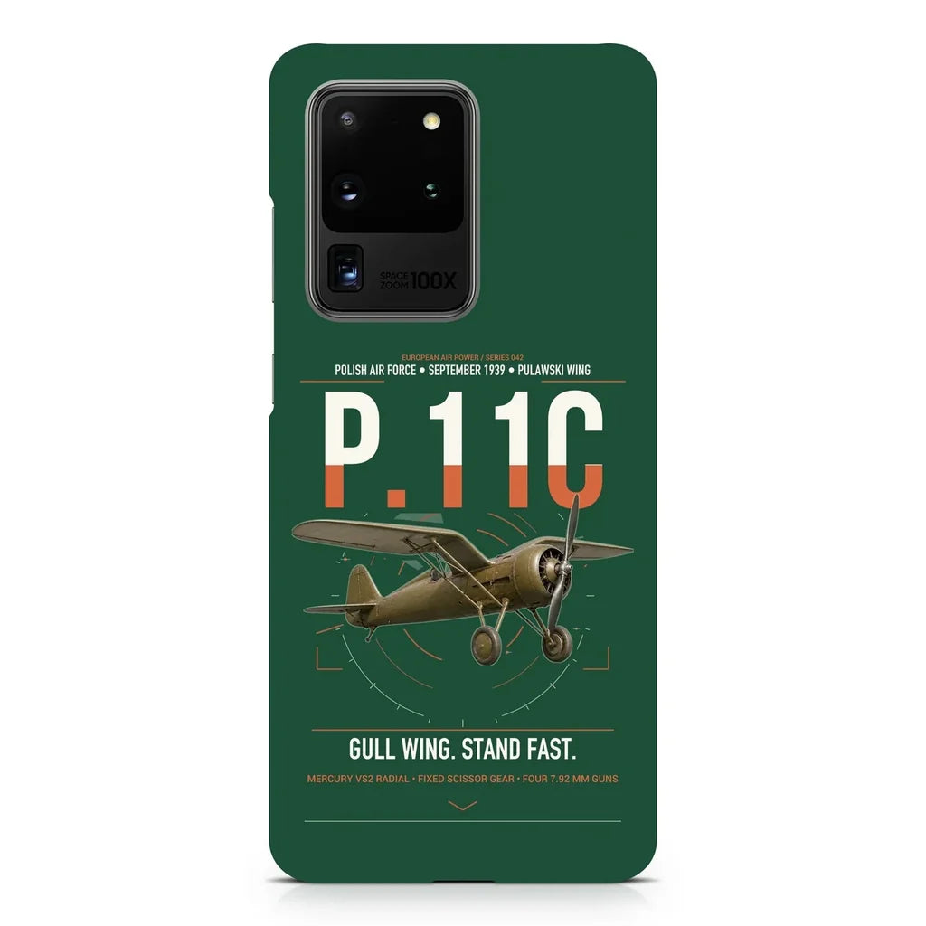 PZL P.11c design on samsung case - dark green