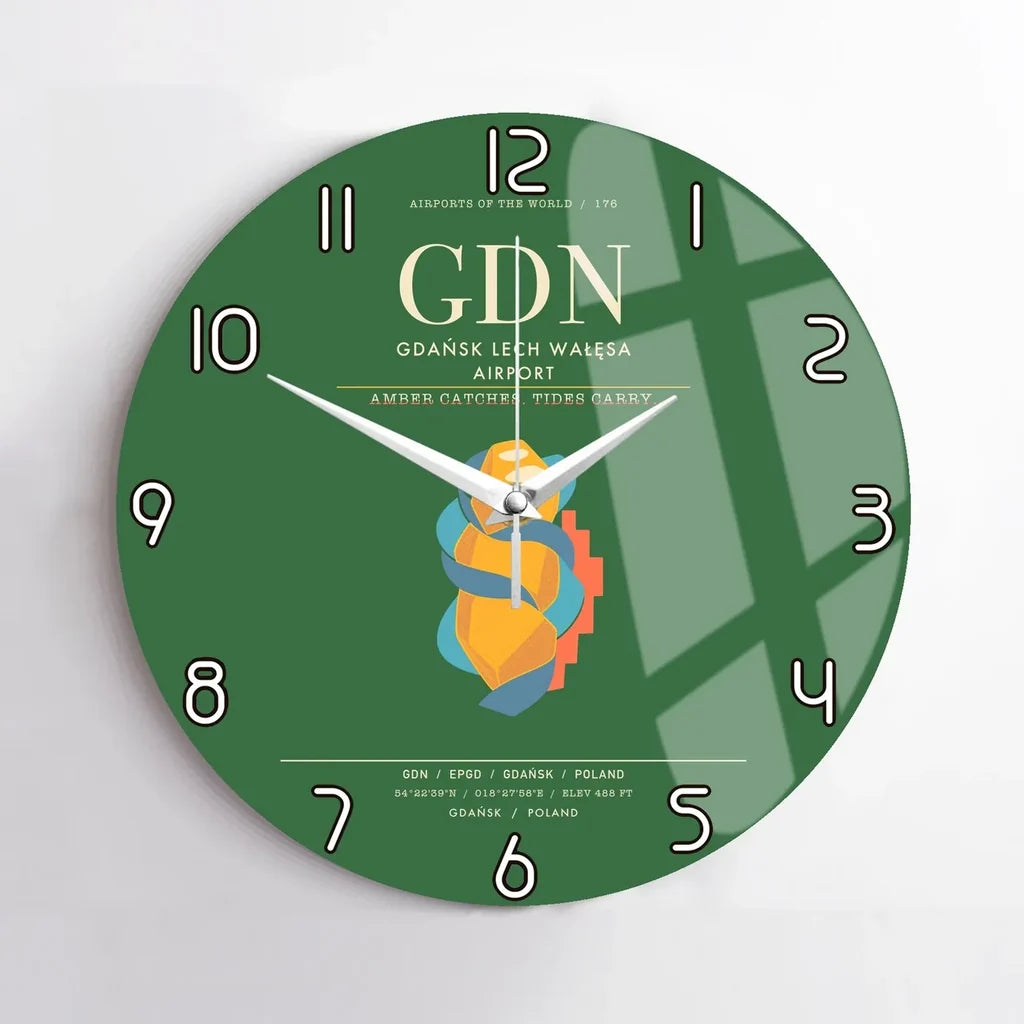 Gdansk Lech Waesa Airport GDN Wall-Clock No-Frame - Green