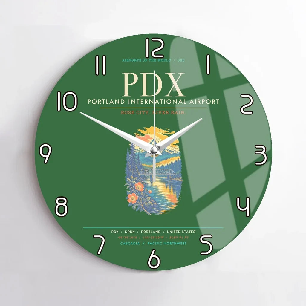 Portland International Airport PDX Wall-Clock No-Frame - Green