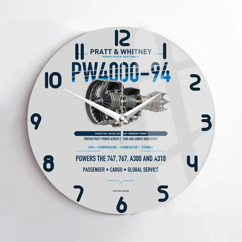 PW4000-94 design on light gray no frame wall clock