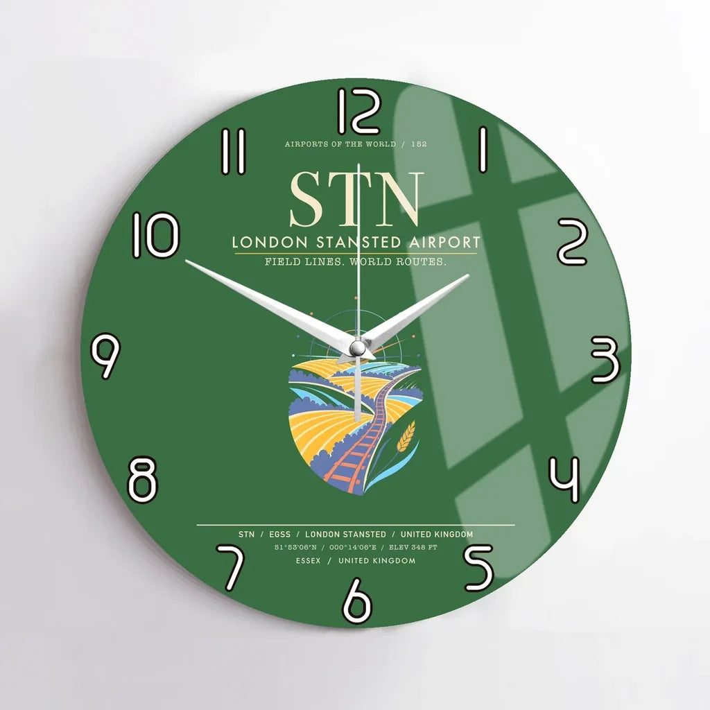 London Stansted Airport STN Wall-Clock No-Frame - Green