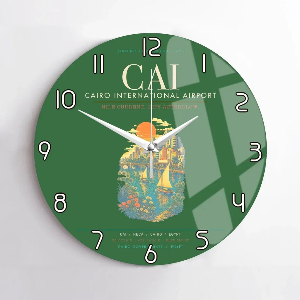 Cairo International Airport CAI Wall-Clock No-Frame - Green