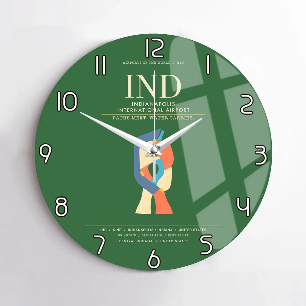 Indianapolis International Airport IND Wall-Clock No-Frame - Green
