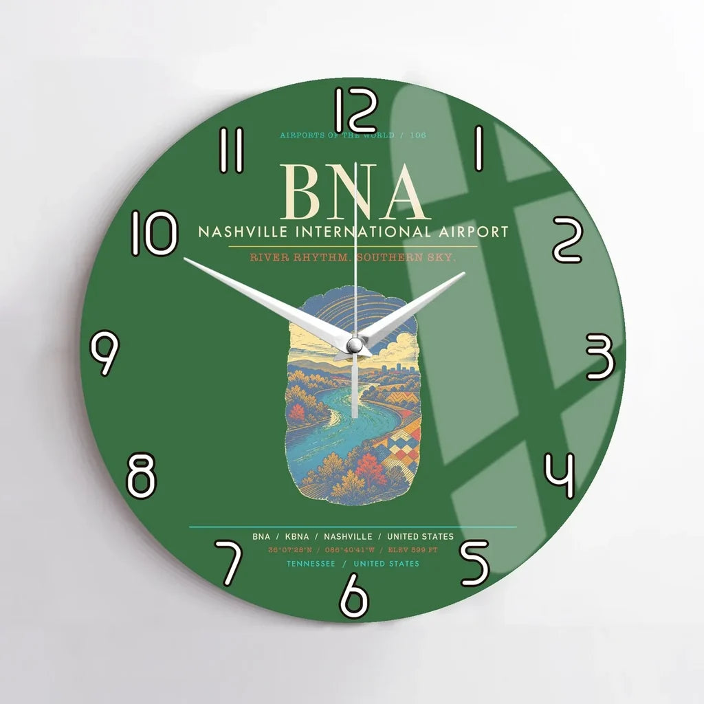 Nashville International Airport BNA Wall-Clock No-Frame - Green