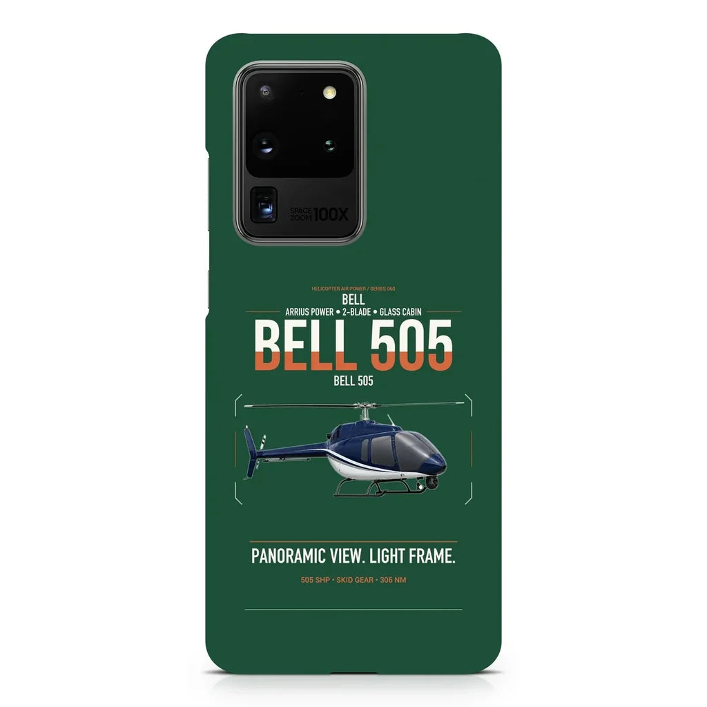 Bell 505 design on samsung case - dark green