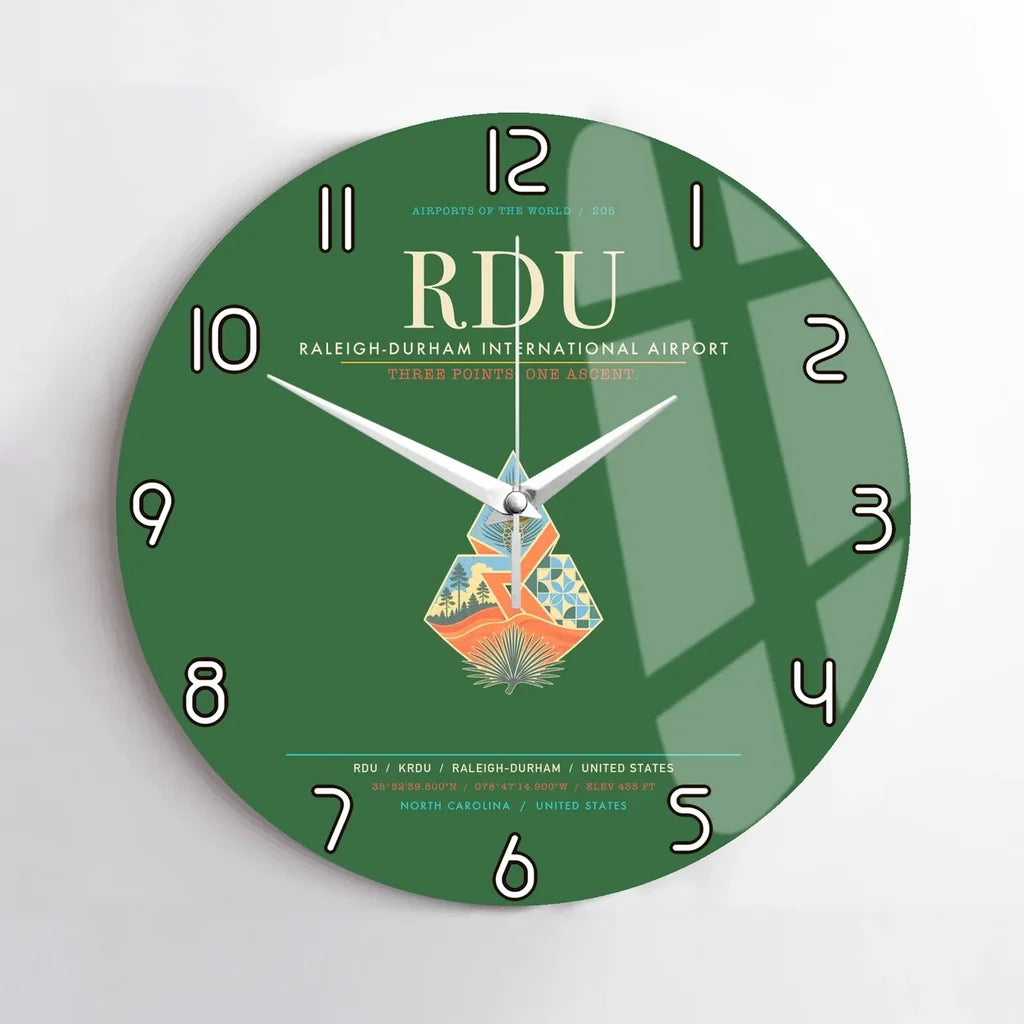Raleigh-Durham International Airport RDU Wall-Clock No-Frame - Green